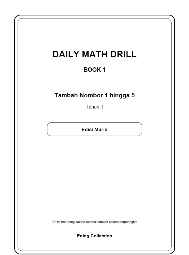 Muka hadapan Daily Math Drill BOOK 1 oleh Ening Collection