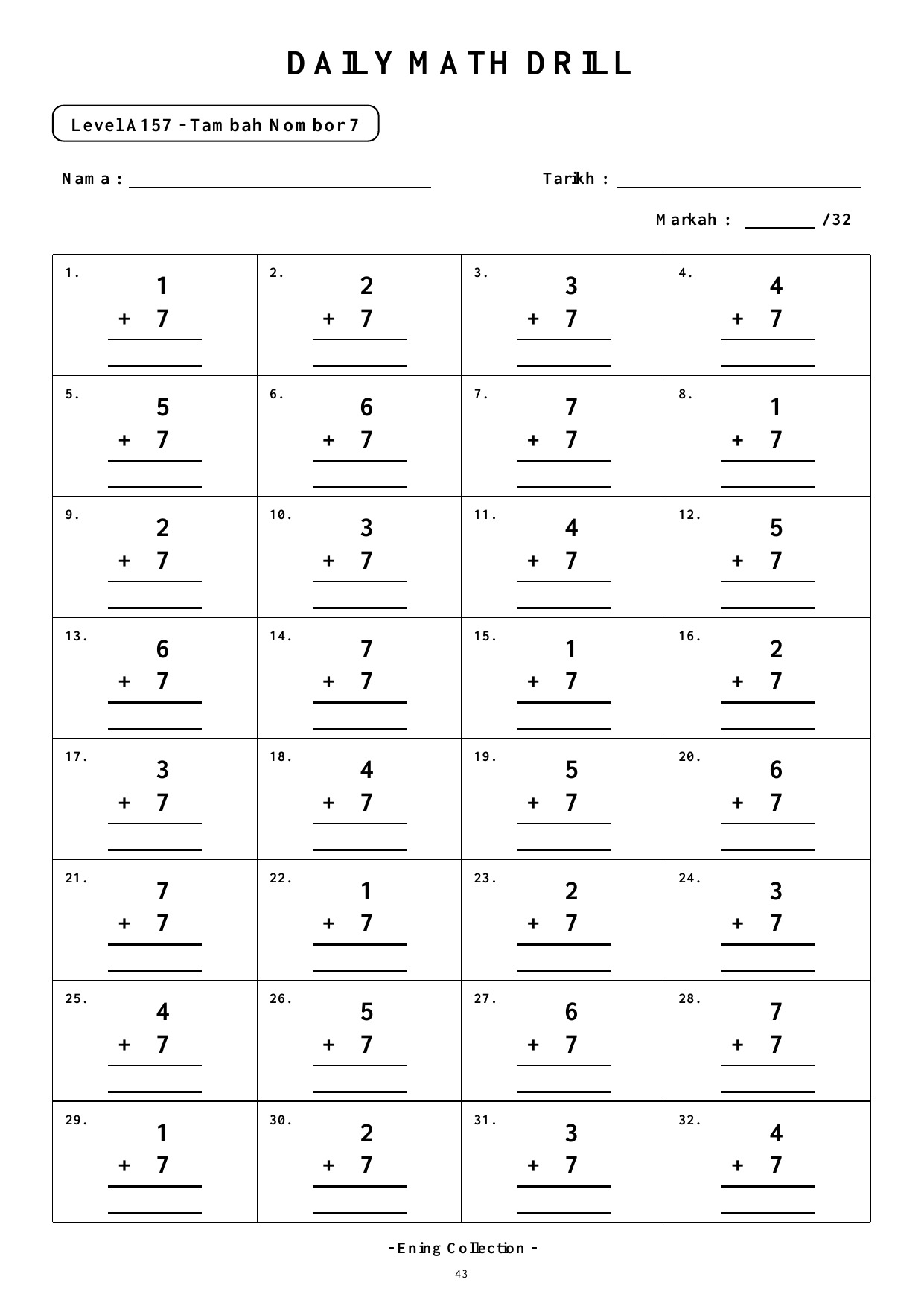 Daily Math Drill – BOOK 2: Tambah Nombor 6 hingga 9 (PDF) - Image 5
