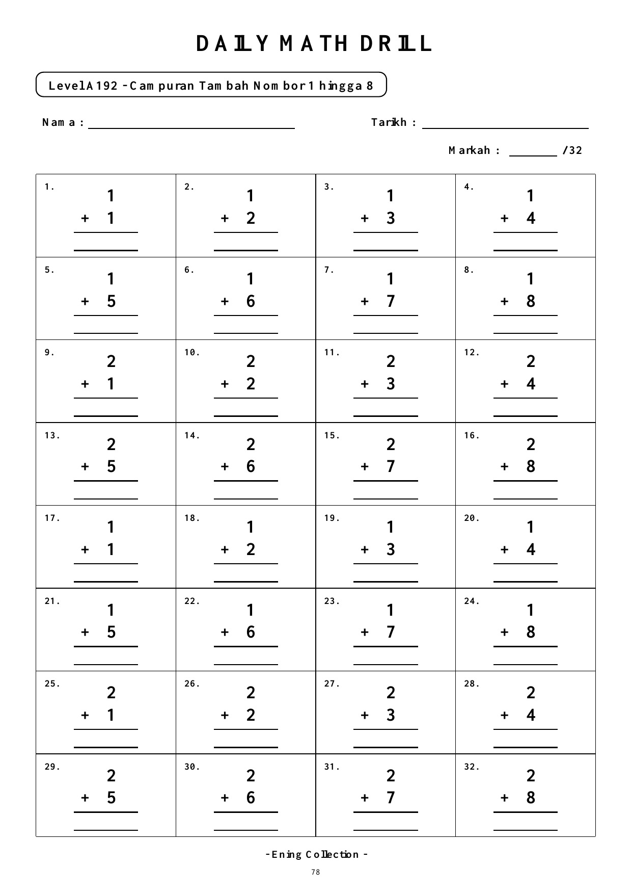 Daily Math Drill – BOOK 2: Tambah Nombor 6 hingga 9 (PDF) - Image 6