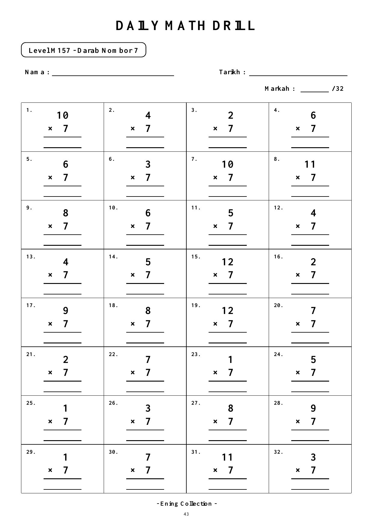 Daily Math Drill – BOOK 22: Darab Nombor 6 hingga 9 (PDF) - Image 3