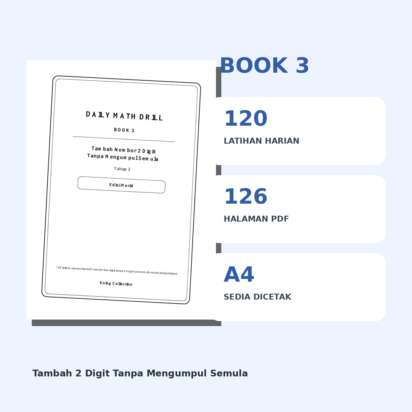 Daily Math Drill – BOOK 3: Tambah Nombor 2 Digit Tanpa Mengumpul Semula (PDF) - Image 3