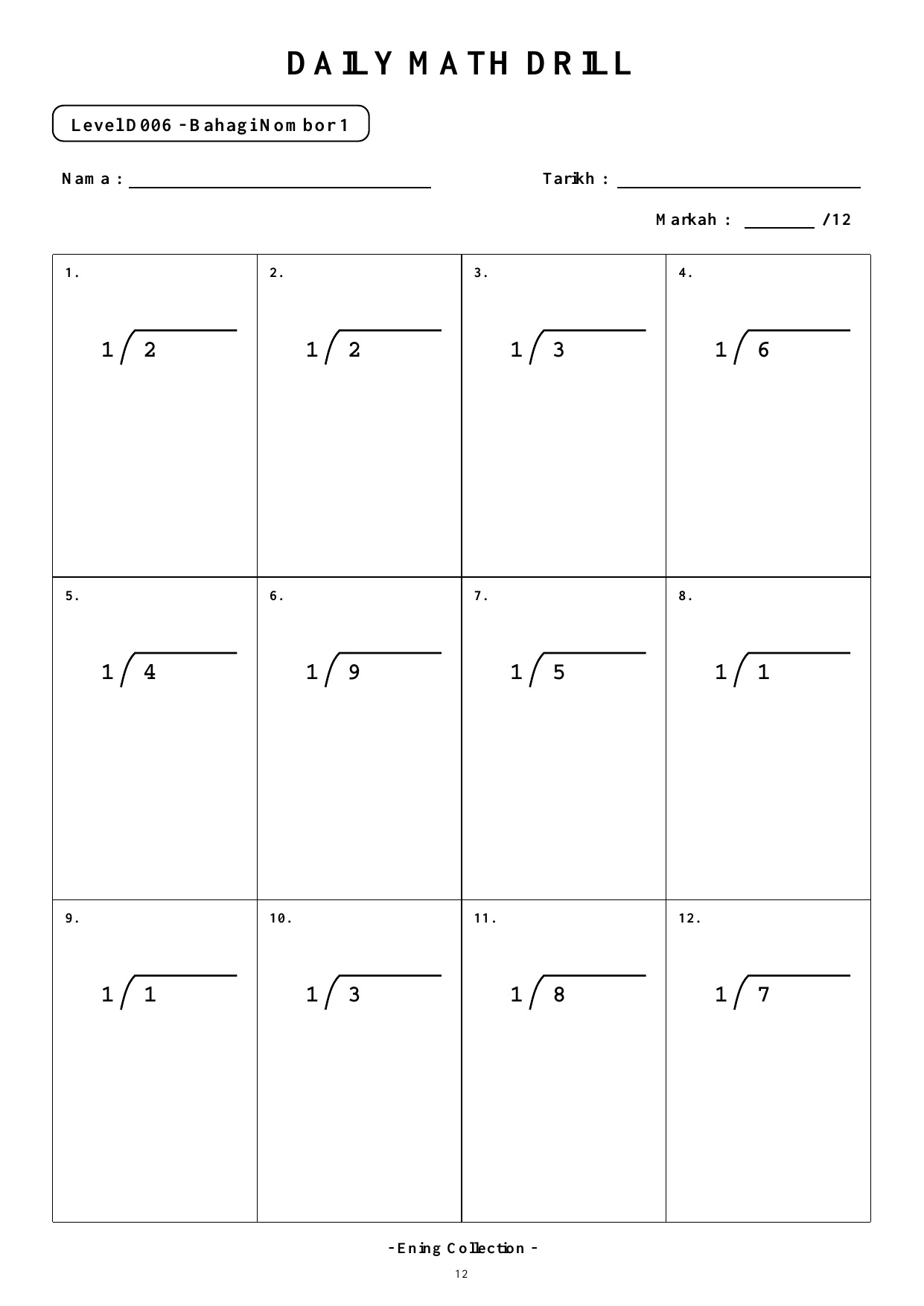 Daily Math Drill – BOOK 31: Bahagi Nombor 1 hingga 5 (PDF) - Image 2