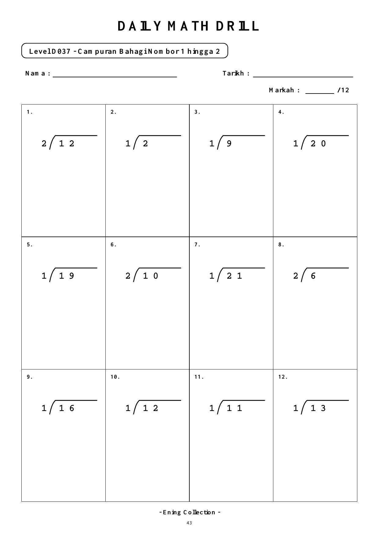 Daily Math Drill – BOOK 31: Bahagi Nombor 1 hingga 5 (PDF) - Image 3