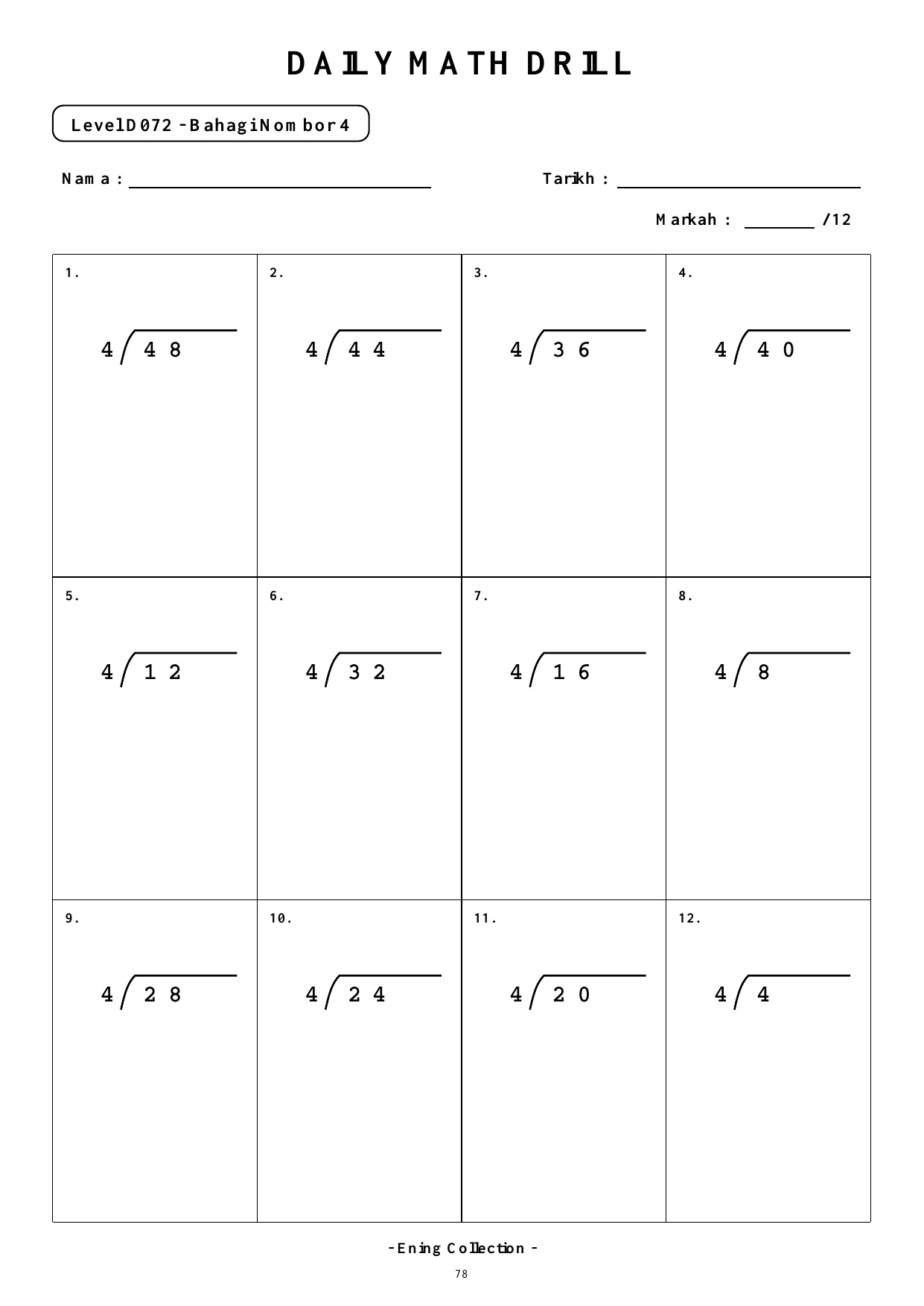 Daily Math Drill – BOOK 31: Bahagi Nombor 1 hingga 5 (PDF) - Image 4