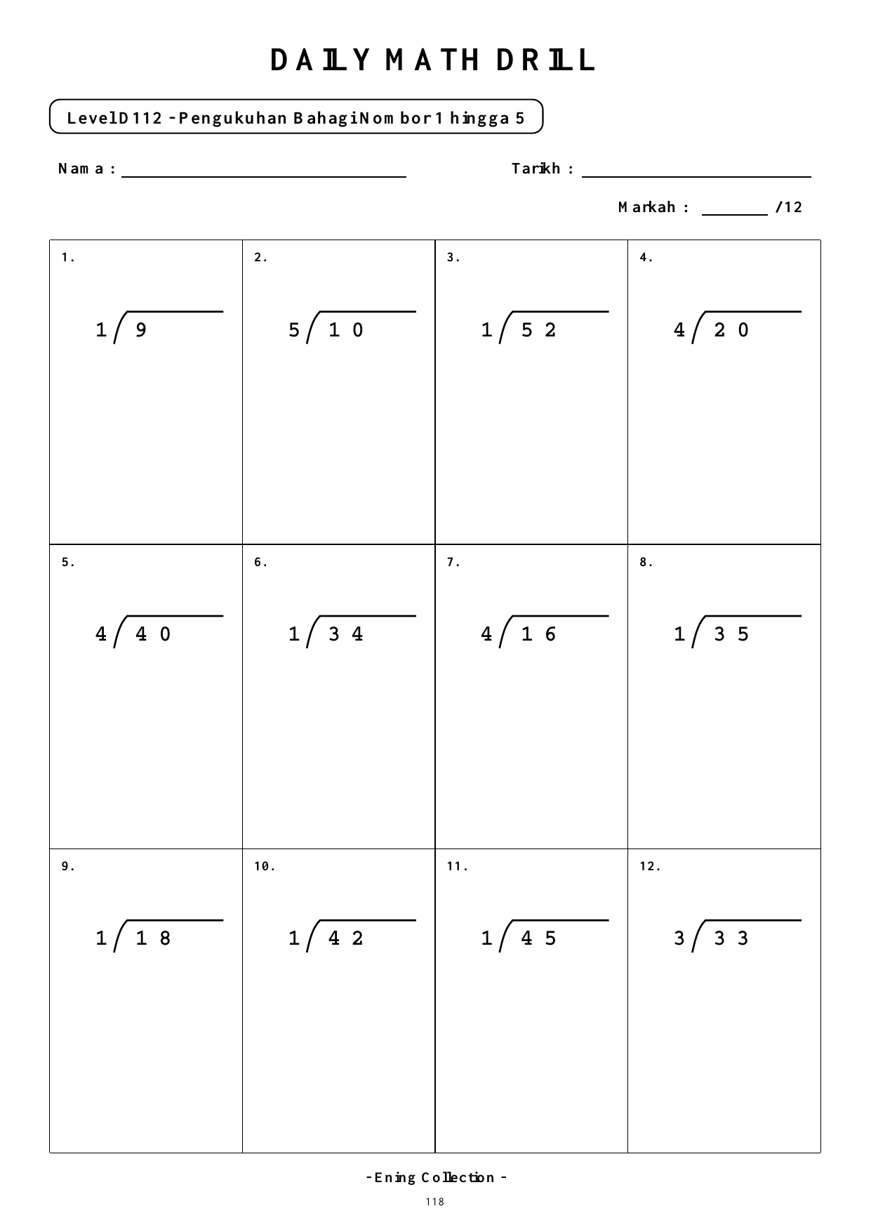 Daily Math Drill – BOOK 31: Bahagi Nombor 1 hingga 5 (PDF) - Image 5