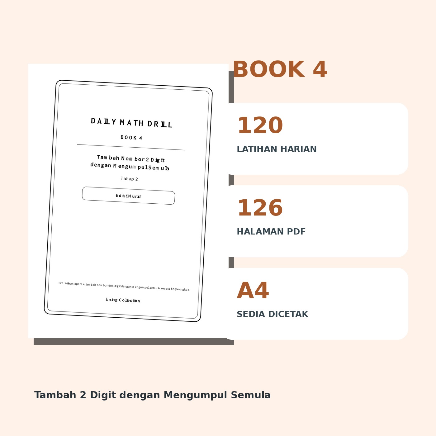 Daily Math Drill – BOOK 4: Tambah Nombor 2 Digit dengan Mengumpul Semula (PDF) - Image 3