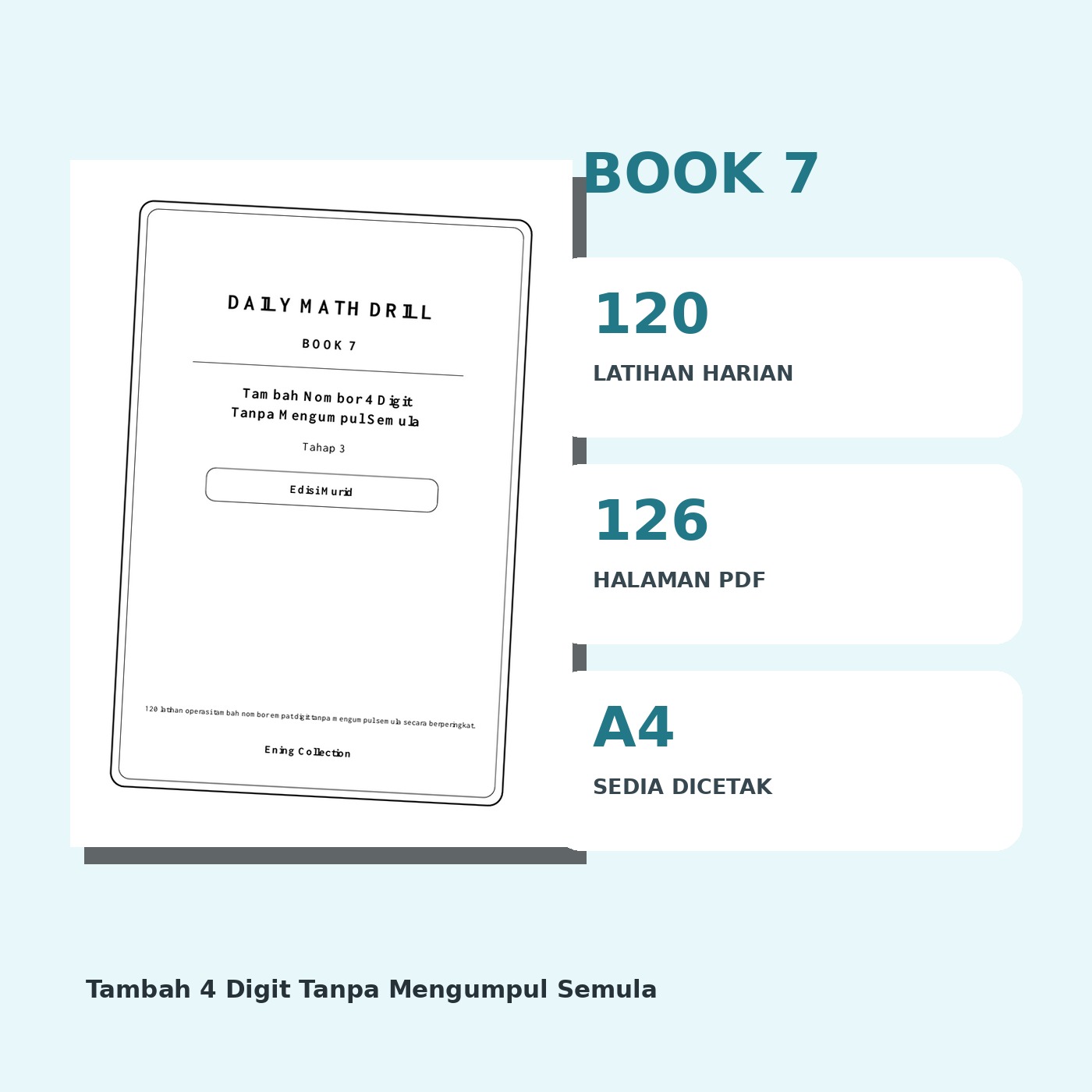 Daily Math Drill – BOOK 7: Tambah Nombor 4 Digit Tanpa Mengumpul Semula (PDF) - Image 3