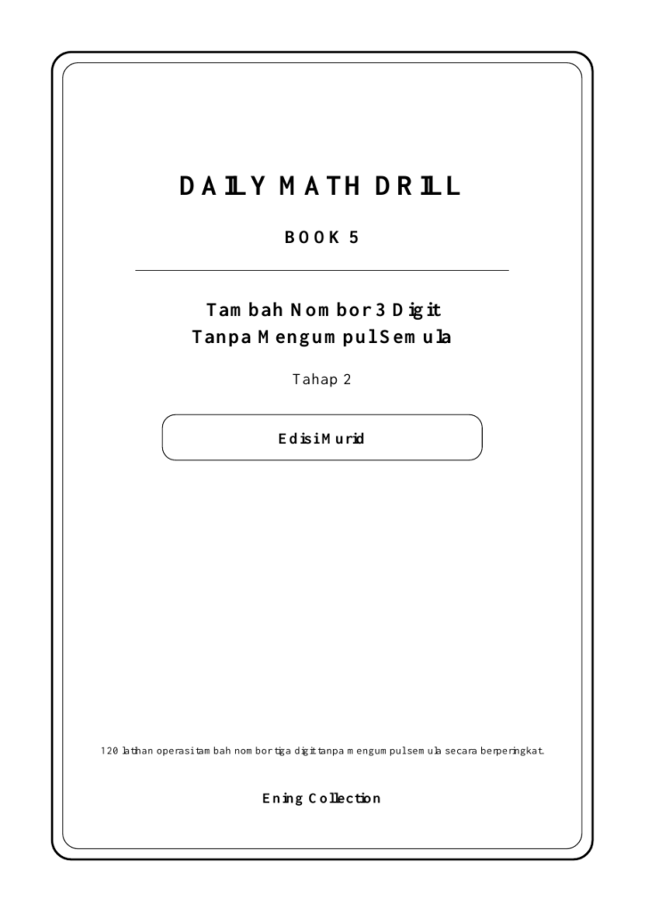 Muka hadapan Daily Math Drill BOOK 5 oleh Ening Collection